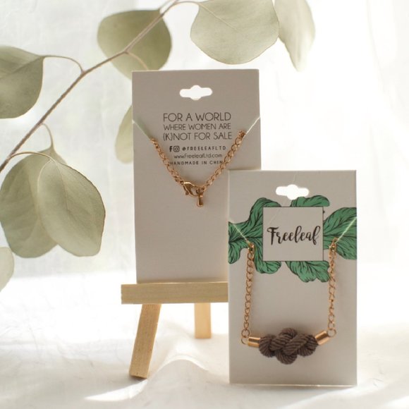 Gold Rust Be Bold Taupe Tie Knot Necklace: Reminder of Courage and Strength - Picture 2 of 5